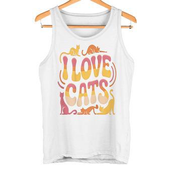 バックプリント 猫好き 引用 おもしろ猫 ミーム I Love Cats タンクトップ - Kawaiitshirt