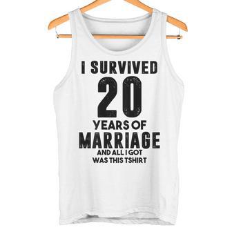 結婚20周年記念 カップル 妻 夫 裏面 タンクトップ - Kawaiitshirt