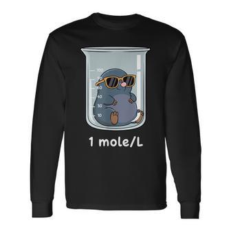 1 Mole L Chemistry Mole Cartoon Science Chemist Long Sleeve T-Shirt - Thegiftio UK