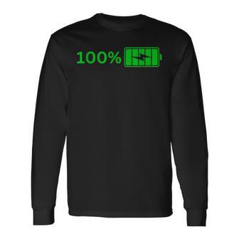 100バッテリー – 100バッテリー I おもしろい 高エネルギーパーセント 長袖Tシャツ - Kawaiitshirt