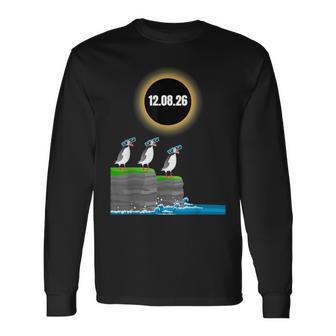 12 August 2026 Solar Eclipses Lover Puffins Eclipse Glasses Long Sleeve T-Shirt | Seseable UK