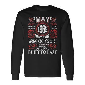 1969年5月 誕生日 ヴィンテージ ラベル デコレーション レトロ 誕生日 長袖Tシャツ - Kawaiitshirt