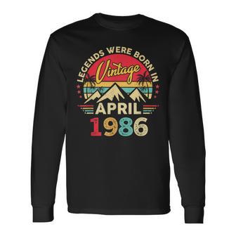 1986年4月 レトロサンセットクラシック 40歳40歳の誕生日 長袖Tシャツ - Kawaiitshirt