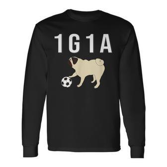 1G1a Pug くるりん尻尾のパグ おもしろ 長袖Tシャツ - Kawaiitshirt