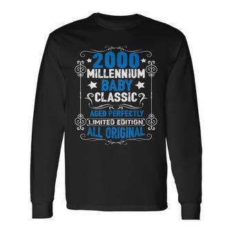 2000年代に生まれたオリジナルパーツバースデーミレニアムベイビー 長袖Tシャツ - Kawaiitshirt