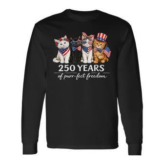 250 Years Of America Cats Patriotic Cat Lover Long Sleeve T-Shirt - Thegiftio UK