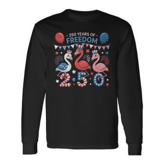 250Th America Flamingos Patriotic 250 Years Of Freedom Long Sleeve T-Shirt - Thegiftio UK