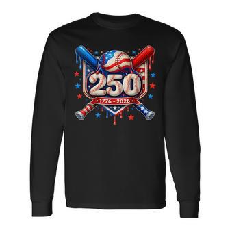 250Th Anniversary Usa Independence Baseball Ice Cream Drip Long Sleeve T-Shirt - Thegiftio UK