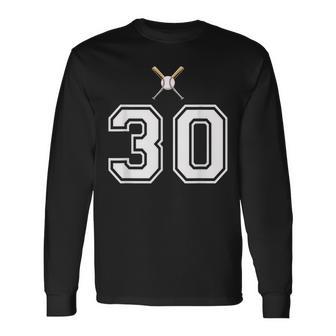 30 番 野球スタイル ヴィンテージホワイト 長袖Tシャツ - Kawaiitshirt