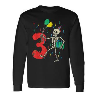 My 3Rd Birthday Skeleton Halloween 3 Year Old Long Sleeve T-Shirt - Monsterry
