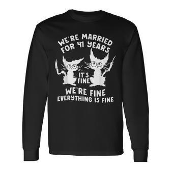 41年目の結婚記念日 結婚41年目 いい猫 面白い 長袖Tシャツ - Kawaiitshirt