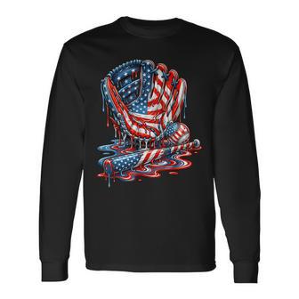 4Th Of July Baseball Drip Patriotic American Boys Kids Youth Long Sleeve T-Shirt - Thegiftio UK