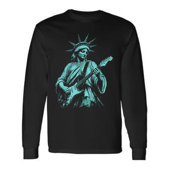 4Th Of July Statue Of Liberty Guitarist 1776 2026 Long Sleeve T-Shirt - Thegiftio UK