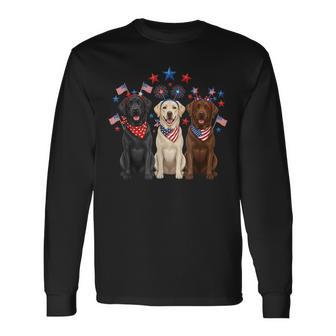 4Th Of July Three Labrador Retrievers Patriotic Dog Lover Long Sleeve T-Shirt - Thegiftio UK