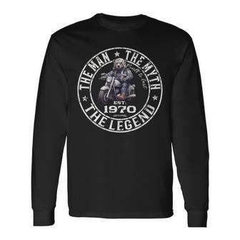 55 歳の誕生日男性オートバイ バイクに乗る人 1970 長袖Tシャツ - Kawaiitshirt