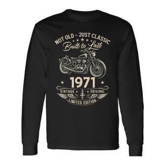 55 歳の誕生日男性オートバイ バイクに乗る人 1971 長袖Tシャツ - Kawaiitshirt