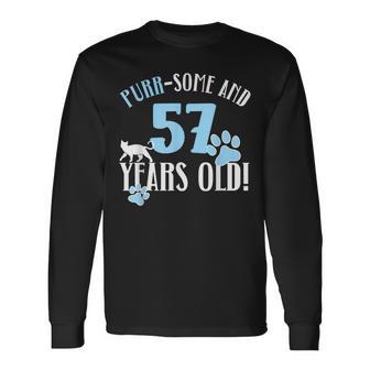 57歳の誕生日 57歳 猫 ママ 猫好き 誕生日 長袖Tシャツ - Kawaiitshirt