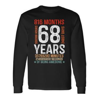 68歳の誕生日プレゼント 68歳 816ヶ月 レトロ ヴィンテージ 長袖Tシャツ - Kawaiitshirt