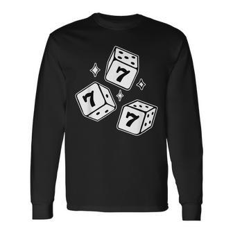 777 ラッキーダイス エンジェルナンバー ブラックワーク 長袖Tシャツ - Kawaiitshirt