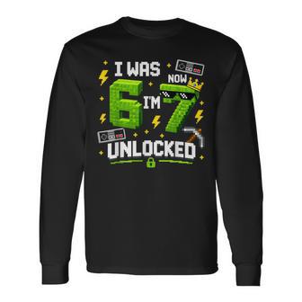7Th Birthday I Was 6 Now Im 7 Unlocked 67 Boys Kids Youth Long Sleeve T-Shirt - Thegiftio