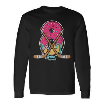 8 Year Old Hockey Ice Cream Drip Youth 8Th Birthday Boys Long Sleeve T-Shirt - Thegiftio UK