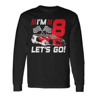 8 Year Old Race Car 8Th Birthday Racecar Racing Boy Long Sleeve T-Shirt - Thegiftio UK