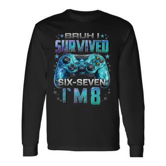 8Th Birthday Boy Gaming I Survived Six Seven I'm 8 Years Old Long Sleeve T-Shirt - Thegiftio UK