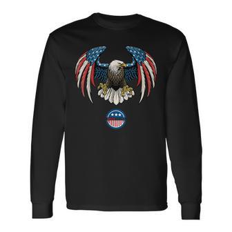 Abstract Unitedtates Of America Wild Eagle With Usa Flag 長袖Tシャツ - Kawaiitshirt
