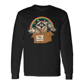 Adopt A Street Cat Opossum Raccoon Skunk Vintage Long Sleeve T-Shirt - Thegiftio UK