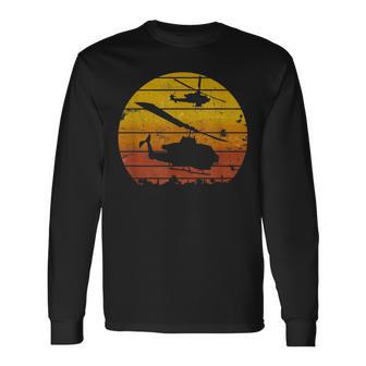Ah-1Ziper Attack ヘリコプター イラク砂漠 サンライズ ビンテージ 長袖Tシャツ - Kawaiitshirt