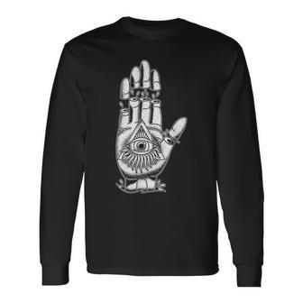 Alleeing Eye タトゥー イルミナティ 陰謀 グランジ 美的 長袖Tシャツ - Kawaiitshirt