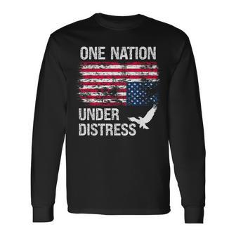 America Under Distress Usa Upside Down American Flag Us Flag Long Sleeve T-Shirt - Thegiftio UK