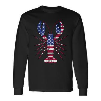 American Flag Lobster Patriotic Crawfish Season 4Th Of July Long Sleeve T-Shirt - Thegiftio