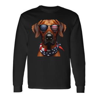 American Rhodesian Ridgeback Dog 4Th Of July Owner Patriot Long Sleeve T-Shirt - Thegiftio UK