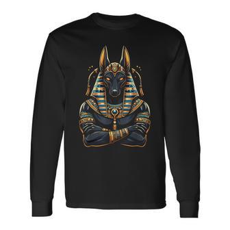 Anubis Jeroglíficos Del Antiguo Egipto Faraón Egipto Camiseta de manga larga - Regaloses
