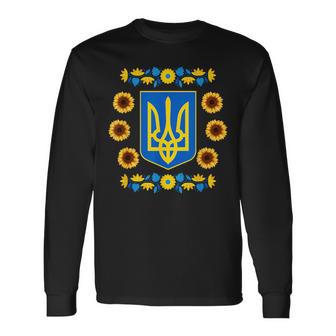 Apoya A Ucrania Tridente Ucraniano Tryzub Ucrania Patriótica Camiseta de manga larga - Regaloses