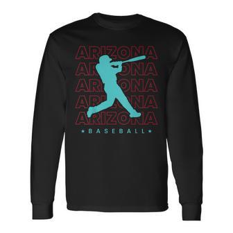 Arizona Baseball Minimalist Backprint Retro Baseball Lover Long Sleeve T-Shirt - Monsterry