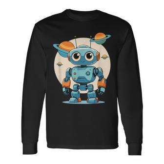 Astronauta Robot Kawaii Con Planetas Para Niños Camiseta de manga larga - Regaloses