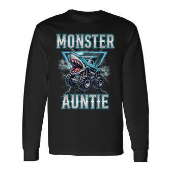 Auntie Of The Birthday Boy Monster Truck Birthday Family Long Sleeve T-Shirt - Thegiftio UK