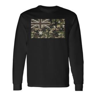 Aussie Dad Australian Camo Flag Camouflage Australia Day Long Sleeve T-Shirt - Thegiftio UK