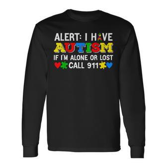 I Have Autism Call 911 Mes De Concienciaciónobre El Autismo Para Niños Camiseta de manga larga - Regaloses