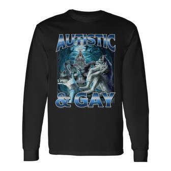 Autistic And Gay Alpha Wolf Meme Bootleg Brainrot Long Sleeve T-Shirt - Thegiftio UK