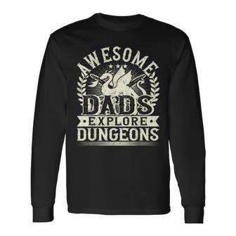 Awesome Dads Explore Rpg Gaming & Board Game Dad Long Sleeve T-Shirt - Monsterry