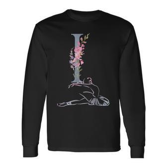 Balla Ballerina イニシャル 名前 I、ダンス、モノグラム、バレエ 長袖Tシャツ - Kawaiitshirt