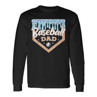 Baseball Drip Dad Ice Cream Home Plate Baseball Fathers Day Long Sleeve T-Shirt - Thegiftio UK