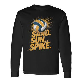 Beach Volleyball Sand Sun Spike Summer Graphic Long Sleeve T-Shirt - Thegiftio
