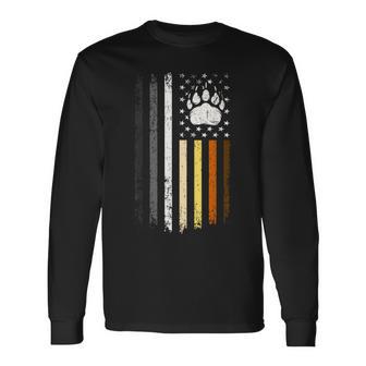 Bear Pride Usa Flag Paw Vintage Gay Men Long Sleeve T-Shirt - Thegiftio UK
