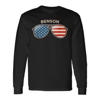 Benson La Vintage Us Flag Sunglasses Long Sleeve T-Shirt - Thegiftio UK