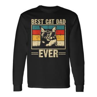 Best Cat Dad Ever Cat Dad Lover Father's Day Cat Daddy Long Sleeve T-Shirt - Monsterry