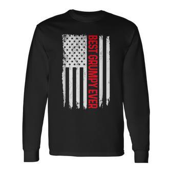 Best Grumpy Ever American Flag Papa Grandpa Long Sleeve T-Shirt - Thegiftio UK
